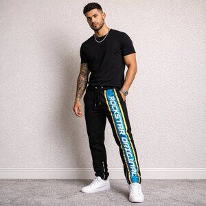 1- Rockstar Original Black Metallic stripe joggers